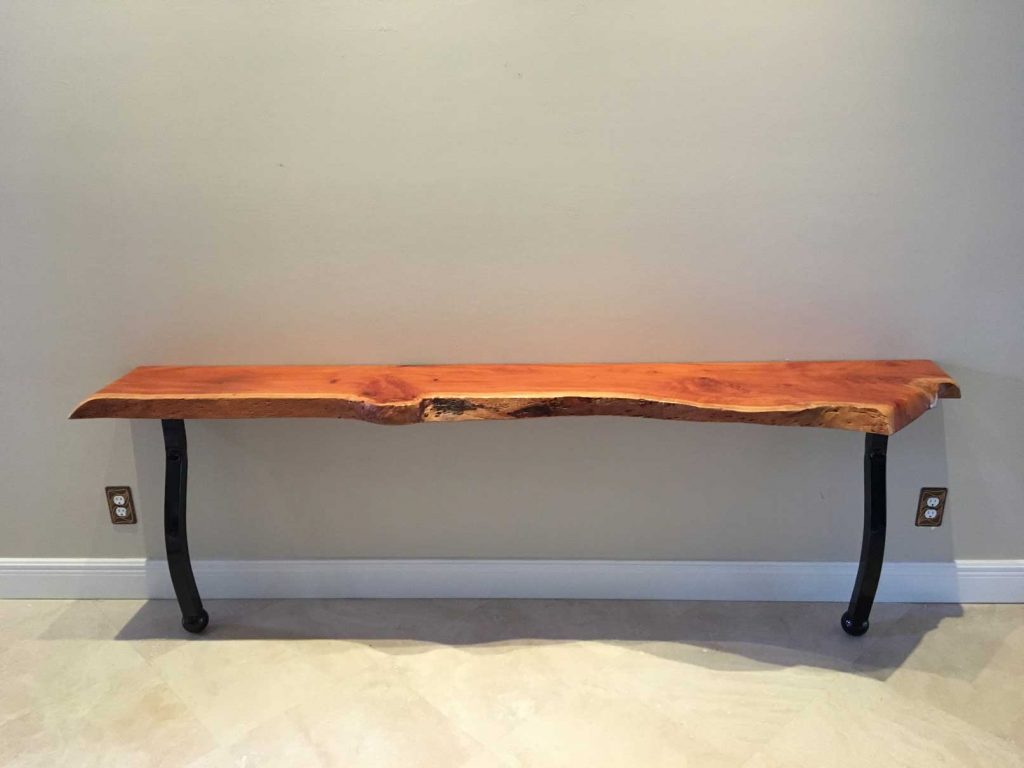 Front of Live Edge Bench Furniture Created Out of Live Edge Wood Supply | Signature Tree Care in Naples, FL